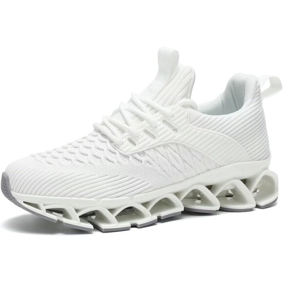 Women's White Slip-On Walking Running Shoes Blade Sneakers Non-Slip Comfort - Picture 3 of 8